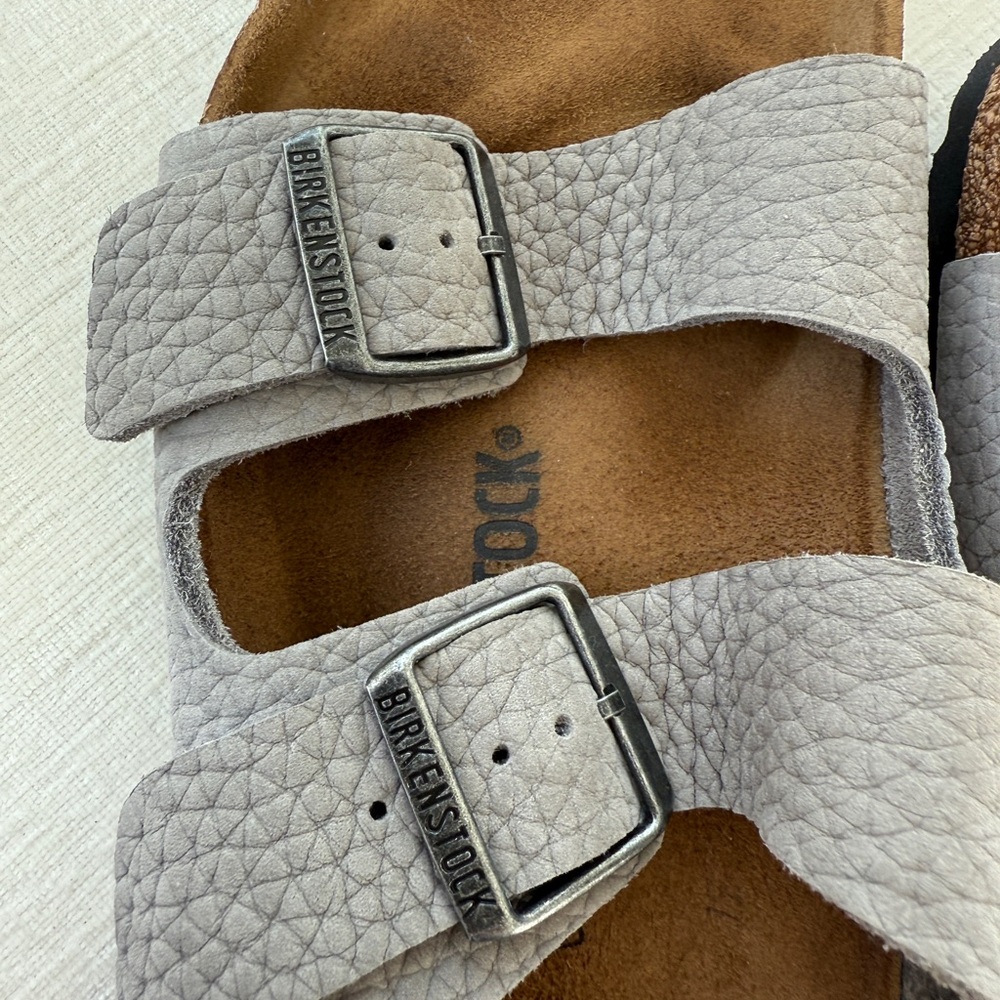 Birkenstock Arizona Desert Slide Whale Gray Nubuck Size 42 9-9.5 Great Condition - Picture 4 of 13